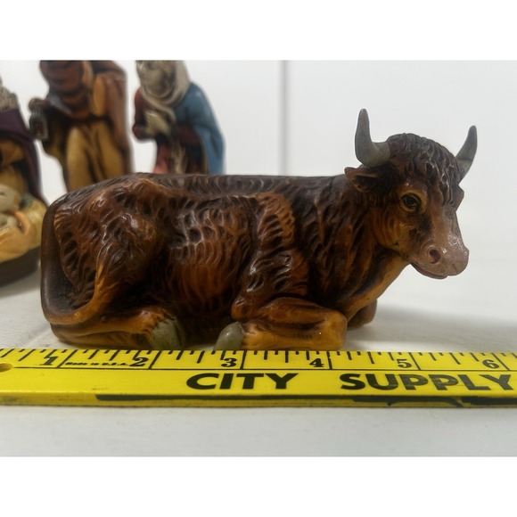 Vintage 9 Piece German Nativity Scene Figures Plastic Hand Painted - Picture 16 of 16